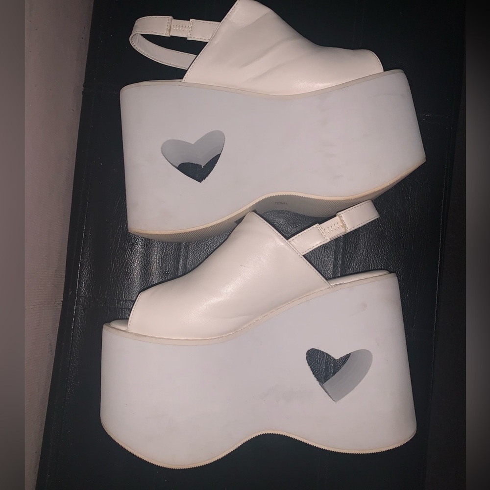 Dollskill White Heart Cut Out Platform Sandals